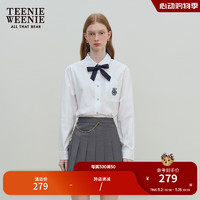 Teenie Weenie小熊女装2024夏装新款少女感长袖衬衫小清新蝴蝶结领