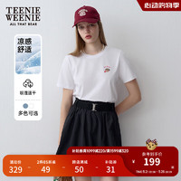 TEENIE WEENIE 小熊2024年夏季圆领正肩短袖T恤女 白色 170/L