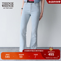 Teenie Weenie小熊牛仔裤女2024年夏季高腰提花牛仔喇叭裤时髦长裤复古 浅蓝色 170/L
