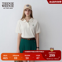 Teenie Weenie小熊女装2024夏季简约学院风短袖POLO衫T恤上衣 乳白色 170/L