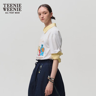 Teenie Weenie小熊卡通圆领T恤女2024夏季女t恤 白色 155/XS