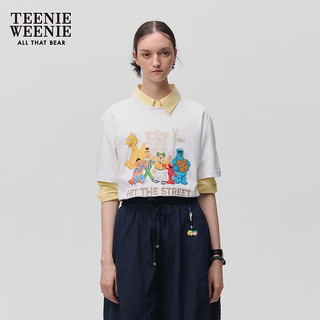 Teenie Weenie小熊卡通圆领T恤女2024夏季女t恤 白色 155/XS