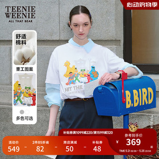 Teenie Weenie小熊卡通圆领T恤女2024夏季女t恤 白色 160/S