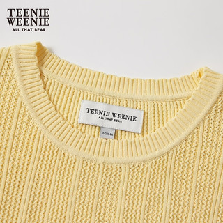 Teenie Weenie小熊2024年夏季圆领短袖针织T恤少女感抽绳设计 黄色 160/S
