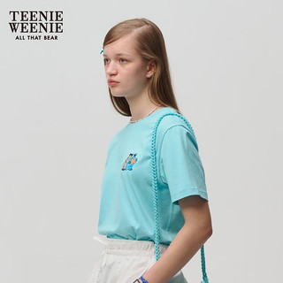 Teenie Weenie小熊&芝麻街联名2024夏季多巴胺宽松圆领短袖T恤 薄荷色 165/M