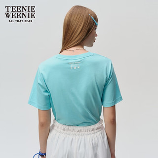 Teenie Weenie小熊&芝麻街联名2024夏季多巴胺宽松圆领短袖T恤 薄荷色 165/M