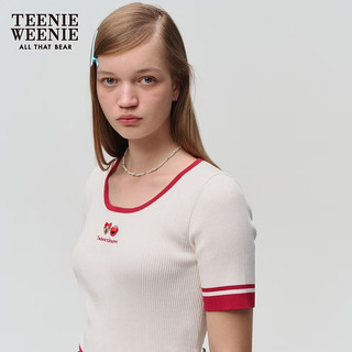 Teenie Weenie小熊卡通毛衣女2024夏季女毛衫 红色 160/S