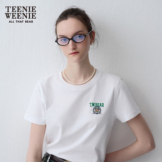 Teenie Weenie【凉感】小熊女装2024夏季简约休闲圆领短袖T恤 白色 170/L