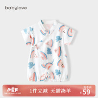 Babylove 婴儿衣服连体衣夏季薄款棉纱布短袖哈衣新生儿和尚服宝宝透气夏装