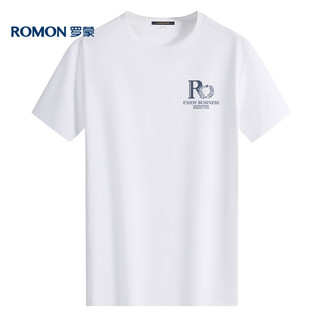 罗蒙（ROMON）冰丝感短袖T恤男士2024夏季休闲宽松弹力透气打底衫男M016白色2XL