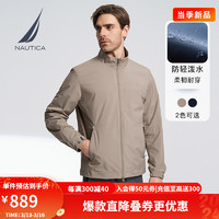 诺帝卡（NAUTICA）男装24春夏防轻溅水立领薄外套夹克男JE4101 卡其0CR S