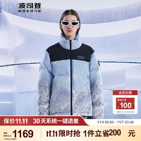 波司登BOSIDENG女短款ANNAKIKI联名羽绒服外套B30143540 蓝调雪山9X59 185/104A体重约150-170斤