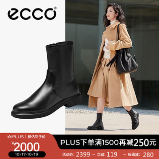 爱步（ECCO）靴子女 冬季女靴厚底增高女鞋 都市阿姆222003 黑色22200351052 38