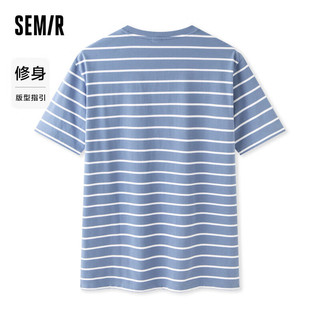 森马（Semir）短袖T恤男时尚潮流经典条纹短袖上衣101324100104 M 蓝白色调00381