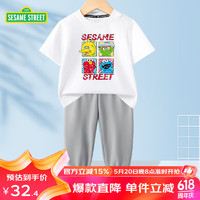 SESAME STREET 芝麻街 儿童运动裤+纯棉短袖套装