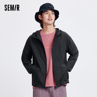 森马（Semir）夹克男夏季可折叠收纳休闲风连帽外套101324108202 黑色90001 XXS