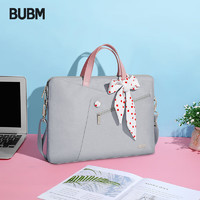 BUBM 电脑包手提女时尚 苹果MacBook14英寸联想笔记本便携出行公文包 BM01122005 灰色 经典丝巾手提款-灰色