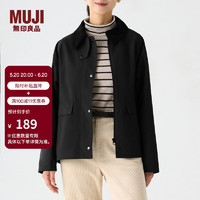 无印良品（MUJI）女式 不易沾水 灯芯绒领夹克 短款休闲外套  BDE92C4S 黑色 S 155/80A