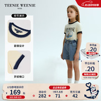 Teenie Weenie Kids小熊童装24夏季女童全棉圆领休闲短袖T恤 浅黄色 130cm