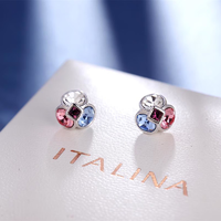 ITALINA 伊泰莲娜 韩版轻奢气质高级感简约时尚耳钉女养耳洞小众设计感 银色