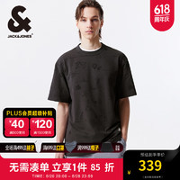 杰克·琼斯（JACK&JONES）夏季潮休闲百搭宽松衣身满印漫画感图案短袖T恤男224201198 E39 锻钢灰 常规 E39 锻钢灰 165/88A/XS