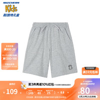 SKECHERS 斯凯奇 童装男女同款短裤儿童夏季户外运动柔软休闲裤子L224K044 岩石白灰/03VL 130