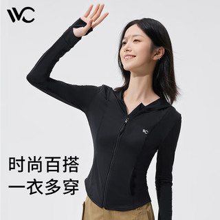 VVC防晒衣服女士修身冰丝凉感防紫外线短外套披肩外套 时尚黑 M