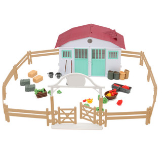 玛奇乐仿真牧场农场场景模型玩具套装家禽鸡鸭鹅猫狗六一儿童节 房子+人物+动物+植物（72件套）