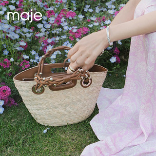 Maje2024春夏女装时尚通勤大容量织手提托特包MFASA01024 驼色 TU