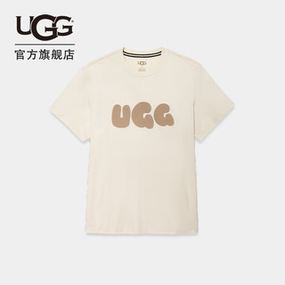 UGG夏季男士休闲舒适纯色字母LOGO圆领短袖泡泡T恤1156450 CRM | 乳白色 S