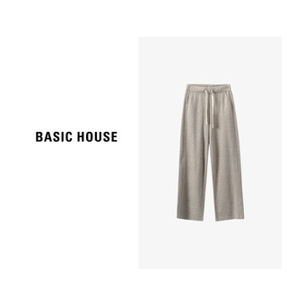 Basic House/百家好宽松百搭纯色秋冬时尚简约休闲裤B0633B5V362 卡其 XL