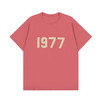 EAGLE ESSENTIALS美式潮牌1977植绒短袖男女纯棉T恤宽松休闲百搭半袖 桃粉色 XXL