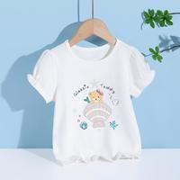 精典泰迪 夏季24新款女童短袖T恤可爱印花百搭儿童T恤柔软舒适婴幼短袖