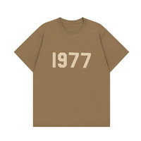 EAGLE ESSENTIALS美式潮牌1977植绒短袖男女纯棉T恤宽松休闲百搭半袖 咖啡色 XL