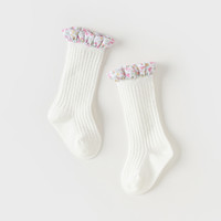 戴维贝拉 儿童中筒袜女童弹力袜子2024春季新款白色袜子中大童休闲