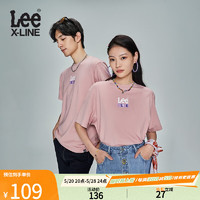 Lee 舒适版型经典logo印花男女同款休闲短袖T恤潮流LUT0054714LE 粉色（尺码偏大，拍小一码） S