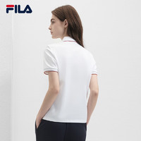FILA 斐乐女子针织短袖POLO衫2024夏季休闲基础简约上衣 标准白-WT 170/88A/L