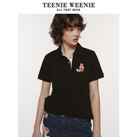 TEENIE WEENIE TeenieWeenie小熊2024年夏季新款短袖POLO衫T恤白色短款上衣女士