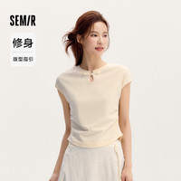 Semir 森马 T恤女短款小心机修身辣妹百搭2024新款夏新中式盘扣无袖上衣