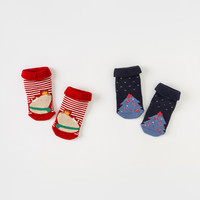 戴维贝拉 儿童短袜2024新年新款男童弹力袜女童圣诞袜子