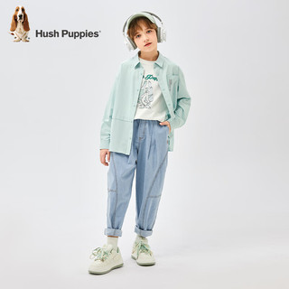 暇步士（Hush Puppies）童装儿童男大童2024春夏舒适时尚宽松休闲牛仔长裤 浅牛仔 130cm