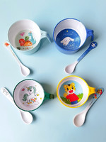 五和 宝宝碗儿童碗食品级专用婴儿手柄吃饭饭碗家用汤碗幼儿园餐具