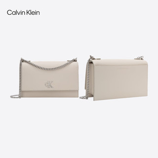 Calvin Klein女包简约金属搭扣链条翻盖式ck荔枝纹斜挎单肩腋下包DH2806