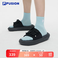 FILA FUSION斐乐潮牌男鞋ZIP UP SLIPPER拖鞋2024夏运动凉拖 骏马黑-BB 36.5