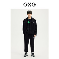 GXG 奥莱 22年男装 黑色灯芯绒翻领夹克外套舒适简约 秋季新品