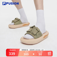 FILA FUSION斐乐潮牌男鞋ZIP UP SLIPPER拖鞋2024夏运动凉拖 灰绿色-GG 37.5