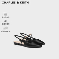 CHARLES&KEITH24夏法式尖头平底玛丽珍包头凉鞋CK1-70920144 Black黑色 35