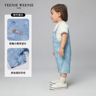 Teenie Weenie Kids小熊童装24夏季男宝宝卡通印花牛仔背带裤 浅蓝色 90cm