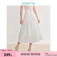茵曼（INMAN）纯色休闲半身裙2024夏季女装宽松A摆裙子 云朵白 S