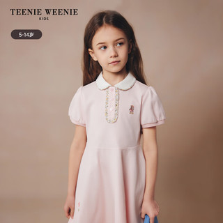 Teenie Weenie Kids小熊童装24夏季女童小翻领刺绣甜美连衣裙 浅粉色 110cm